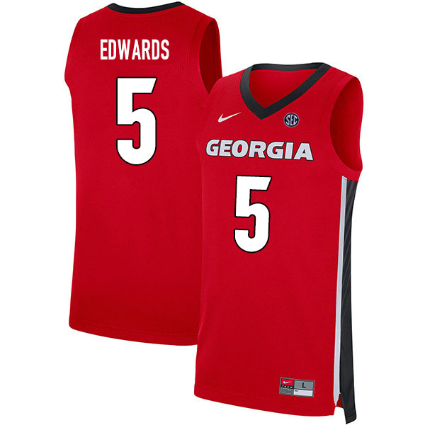 Georgia Bulldogs #5 Anthony Edwards College Basketball Jerseys Sale-Red